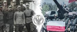 grafika przedstawia fragment zdjęcia z wizerunkiem żołnierzy z okresu wojennego