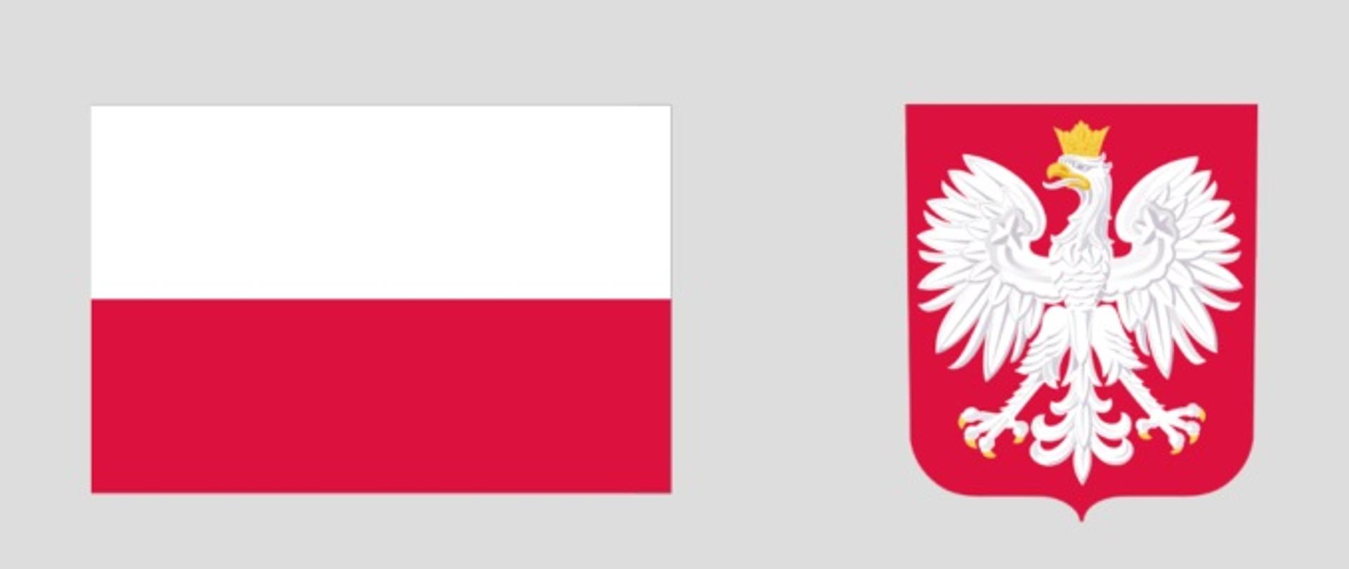 Flaga i godło Rzeczypospolitej Polskiej