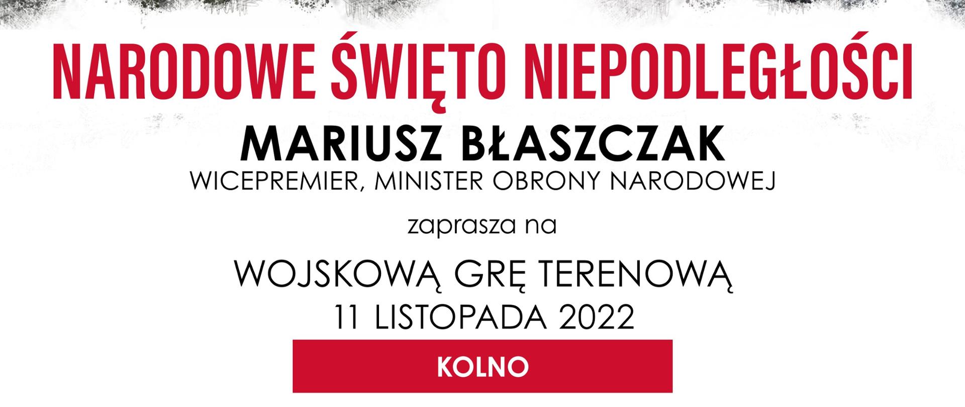 WOJSKOWA GRA TERENOWA organizowana w ramach obchodów Narodowego Dnia Niepodległości w dniu 11 listopada w Kolnie