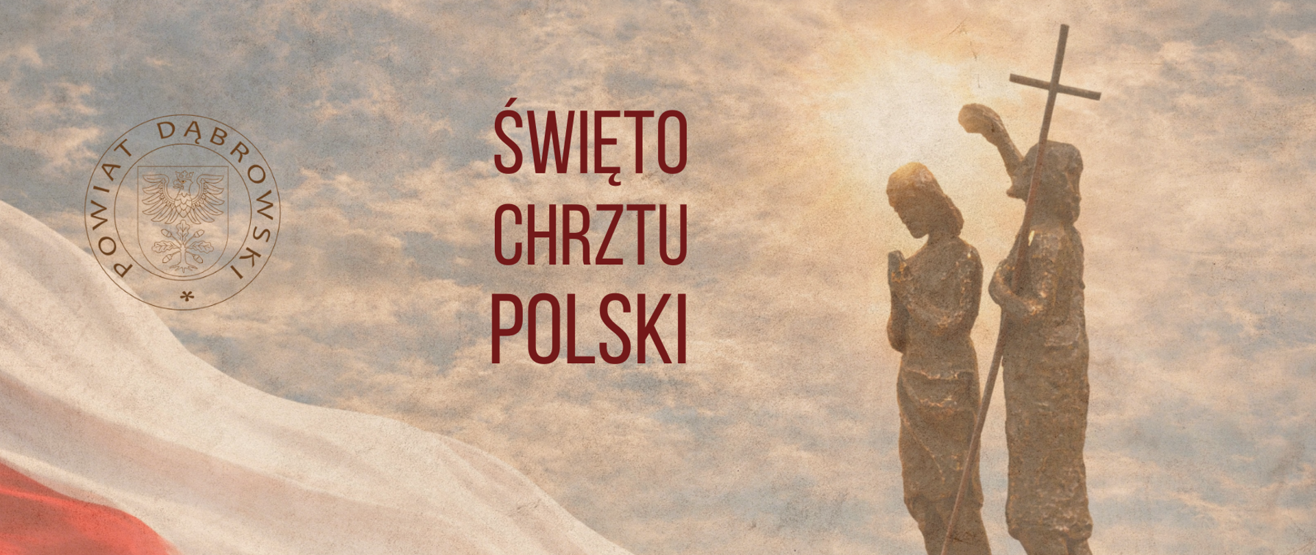 Grafika z herbem powiatu i napisem Święto Chrztu Polski
