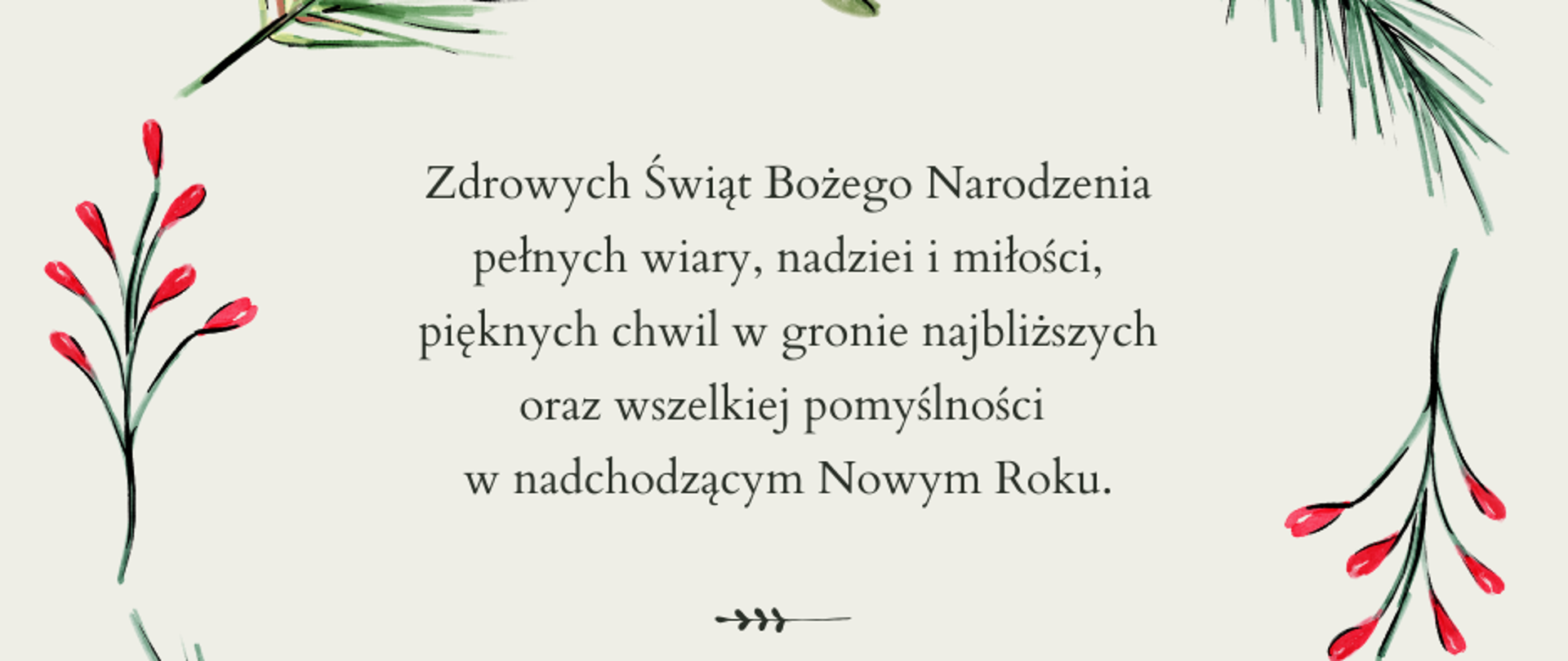 życzenia świąteczne otoczone gałązkami