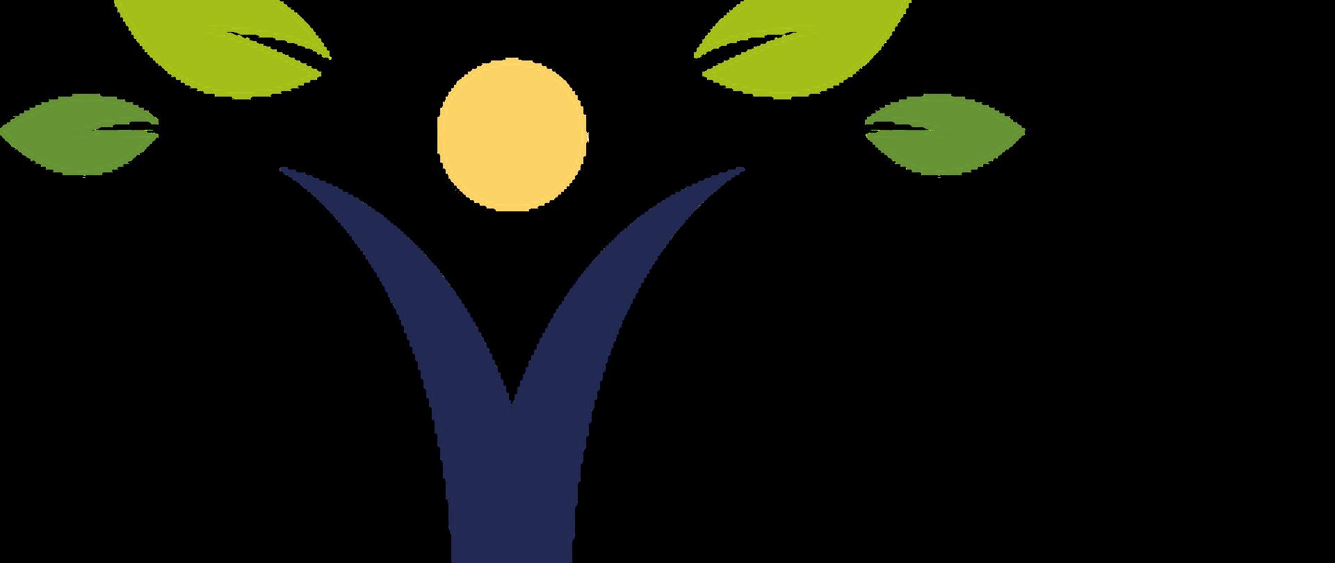 Logo portalu Wsparcia Edukacyjno-Specjalistycznego. Pień drzewa o granatowym kolorze nad nim żółte koło imitujące słońce, a nad nim zielone listki korony drzewa.