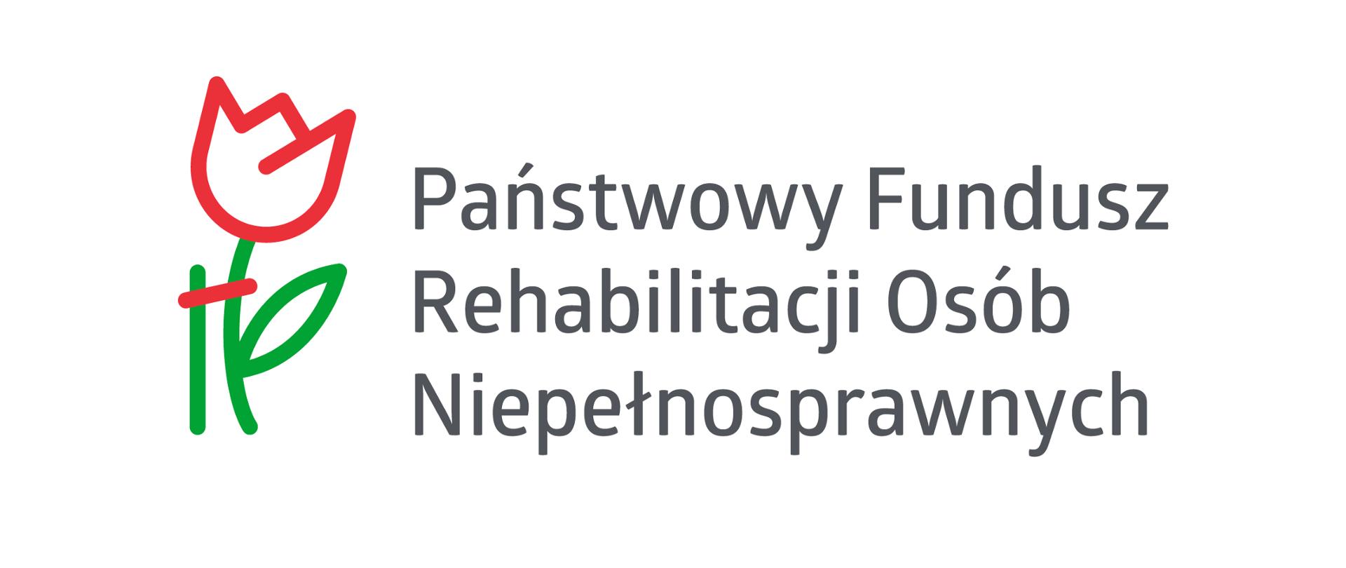Rysunek kwiatka, obok tekst: "Państwowy Fundusz Rehabilitacji Osób Niepełnosprawnych"