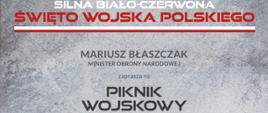 Grafika przedstawia plakat informacyjny dotyczący Pikniku Wojskowego